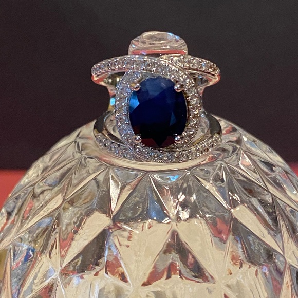 NWOT BLUE SAPPHIRE W ZIRCON STERLING RING - Picture 8 of 12